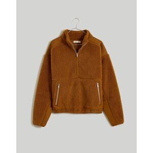 Madewell Brown Faux Shearling Half Zip Pullover Sweater Size Small